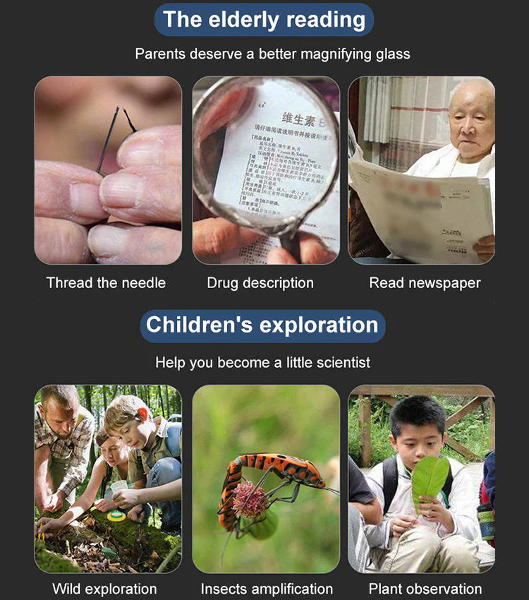 【🔍 10-kratna povečava, optična leča visoke ločljivosti】Mini zložljivo povečevalno steklo z obeskom za ključe