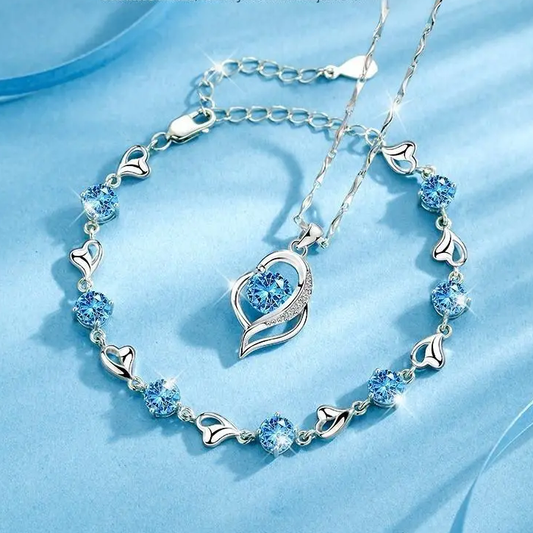 💌 Darilni Komplet Srce Oceana – Ogrlica + Zapestnica Za Ljubezen! 🌊