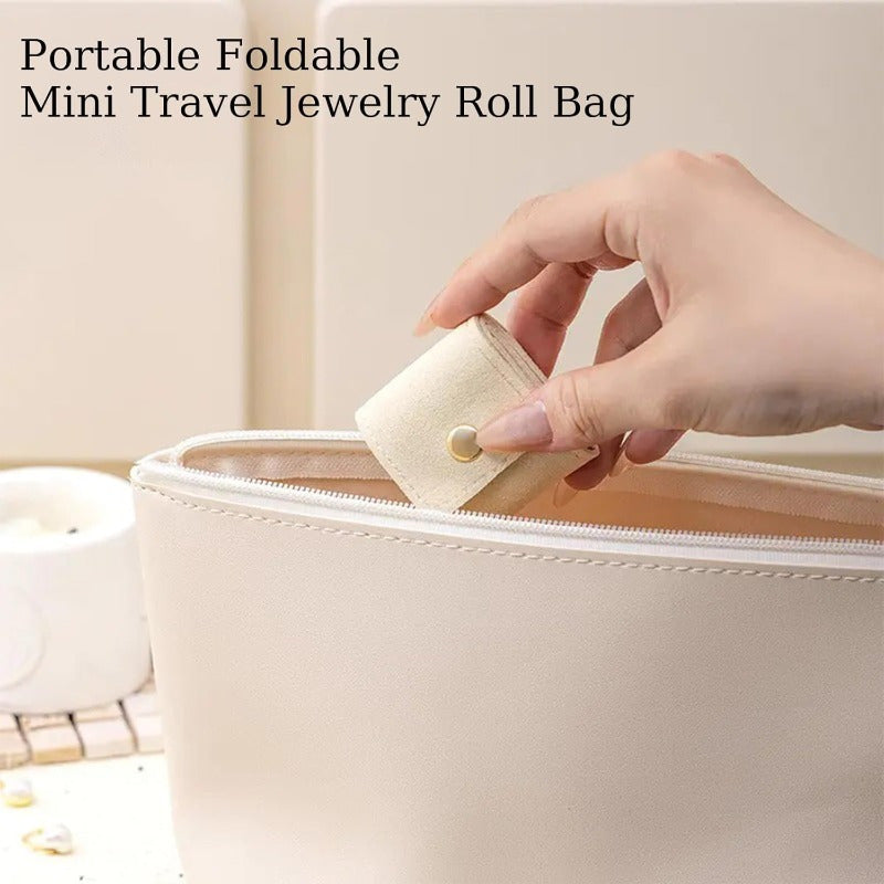 💎Zložljiv žametni organizator za nakit – kompakten, eleganten in potovalno prijazen dizajn z varnim zapiranjem na pritisk
