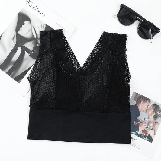 【1+1 brezplačno】Čipkasta brezšivna zračna majica z V-izrezom