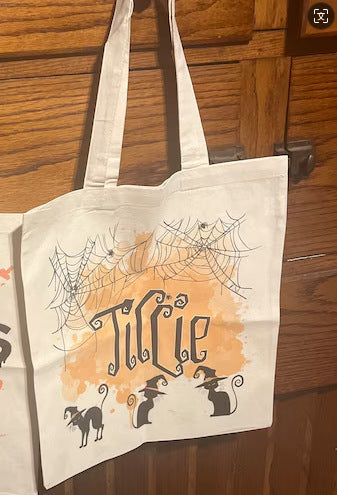 Platnena torba z motivom noči čarovnic - torbica z vzorcem in imenom