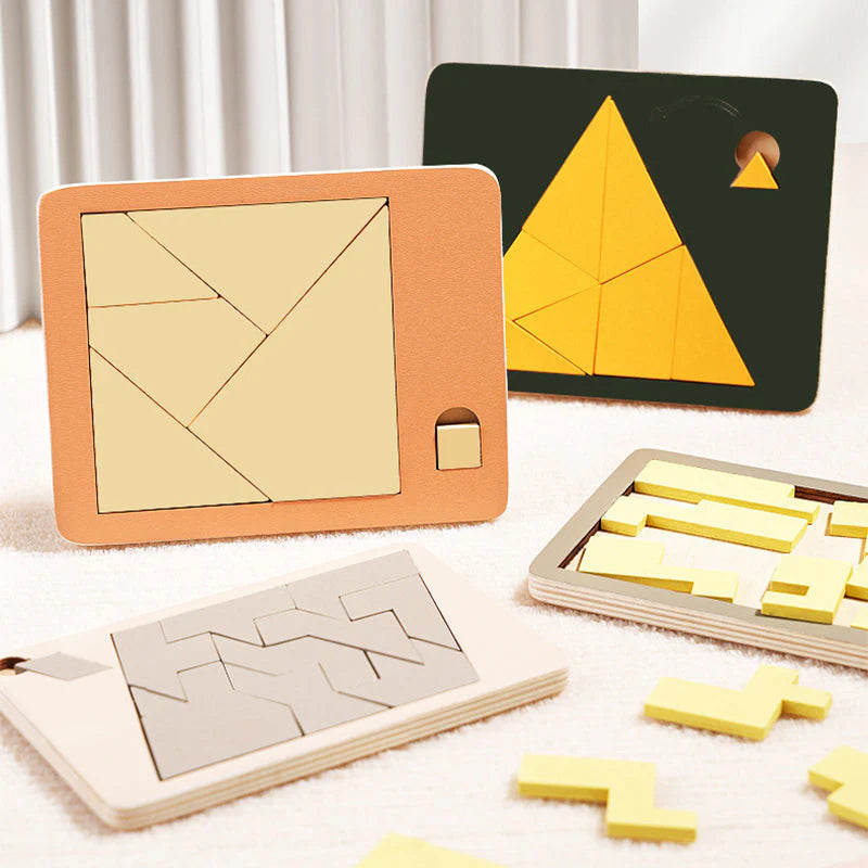 【🧩 Razvijajte miselne sposobnosti! Zabavni skupinski izzivi za vso družino!】Lesena tangram sestavljanka