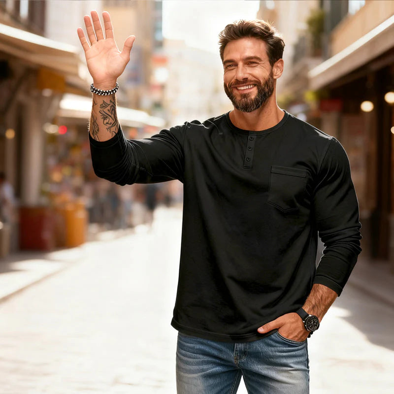 🌟 Moška majica z dolgimi rokavi – dihalna, anti-gubna in elegantna za vsakdanji slog! ✨