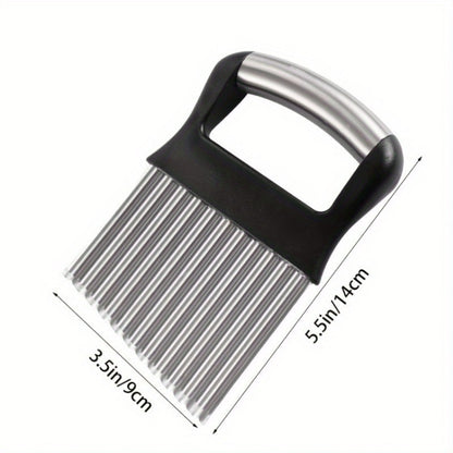 🥔Rezalnik krompirja iz nerjavečega jekla z valovitim robom – nož z ergonomskim ročajem za kreativno kuhanje