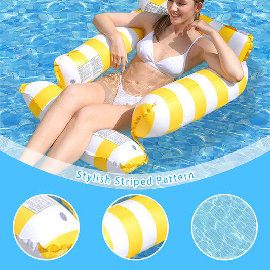🛏️ Napihljiv ležalnik za bazen s črtami – udobje in stil na vodi! 🌊