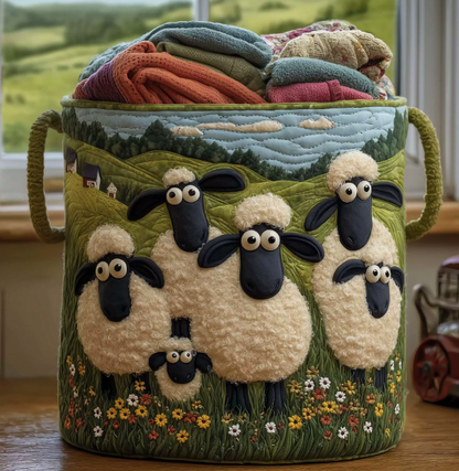 🐑 Kézzel varrt „Bárányparadicsom” mosókosár – extra nagy, összehajtható és dekoratív! 🧺