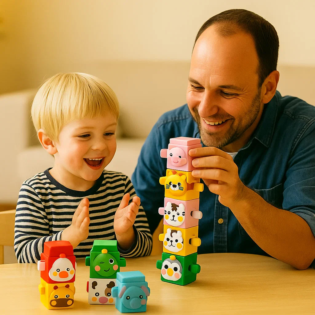 🐘 Montessori Gradbeni Komplet – Učenje Skozi Igro + Razvoj Spretnosti! ✨