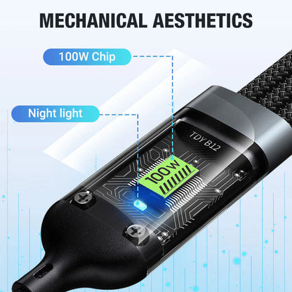 100W super hitro polnjenje, 3-v-1 prozoren podatkovni kabel