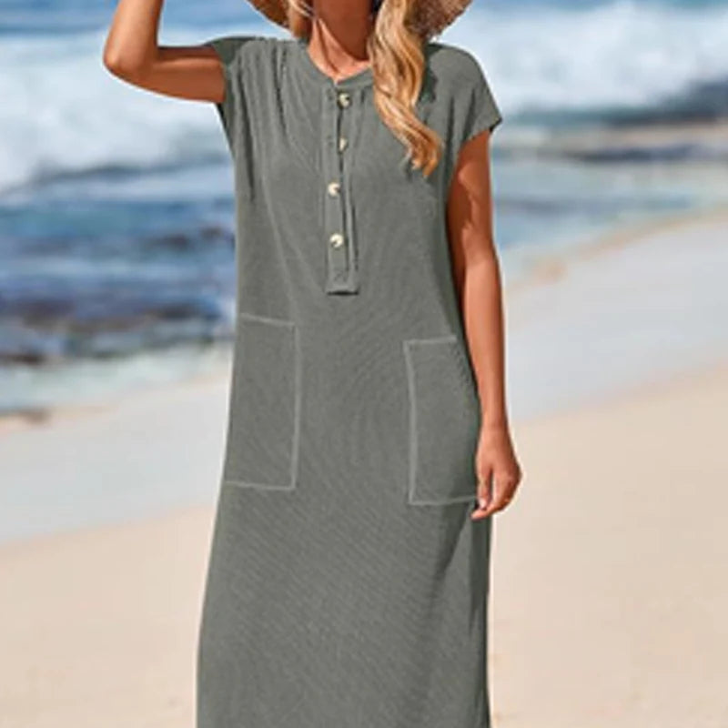 【X-2XL】Damska sukienka maxi z prążkowanej dzianiny