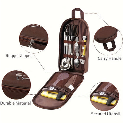 🍖✨Torba za organizacijo kuhinjskih pripomočkov za uporabo na prostem – tkanina Oxford, velika prostornina, trpežna in prenosna (idealna za kampiranje in žare)