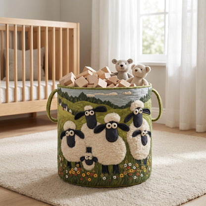 🐑 Kézzel varrt „Bárányparadicsom” mosókosár – extra nagy, összehajtható és dekoratív! 🧺