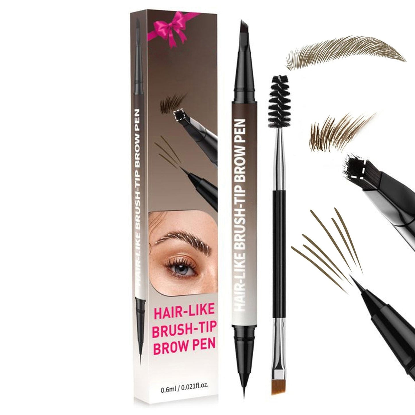 🤨2-v-1 svinčnik za obrvi z mikrooblikovanjem in brezplačnim kvadratnim čopičem（🔥Kupite 1 dobite 1 gratis🔥)