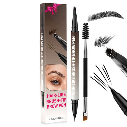 🤨2-v-1 svinčnik za obrvi z mikrooblikovanjem in brezplačnim kvadratnim čopičem（🔥Kupite 1 dobite 1 gratis🔥)