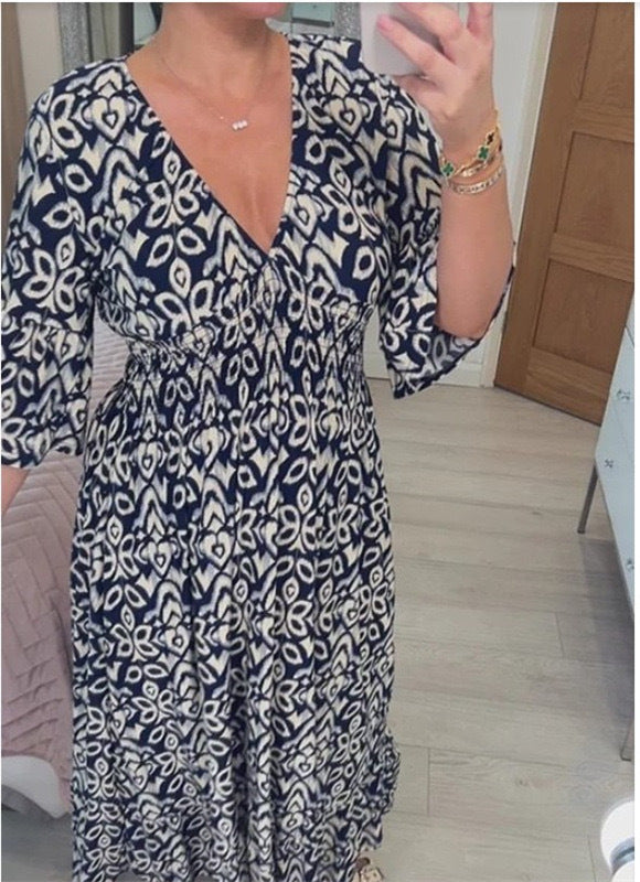 ✨Nova cvetlična obleka z V-izrezom za prosti čas