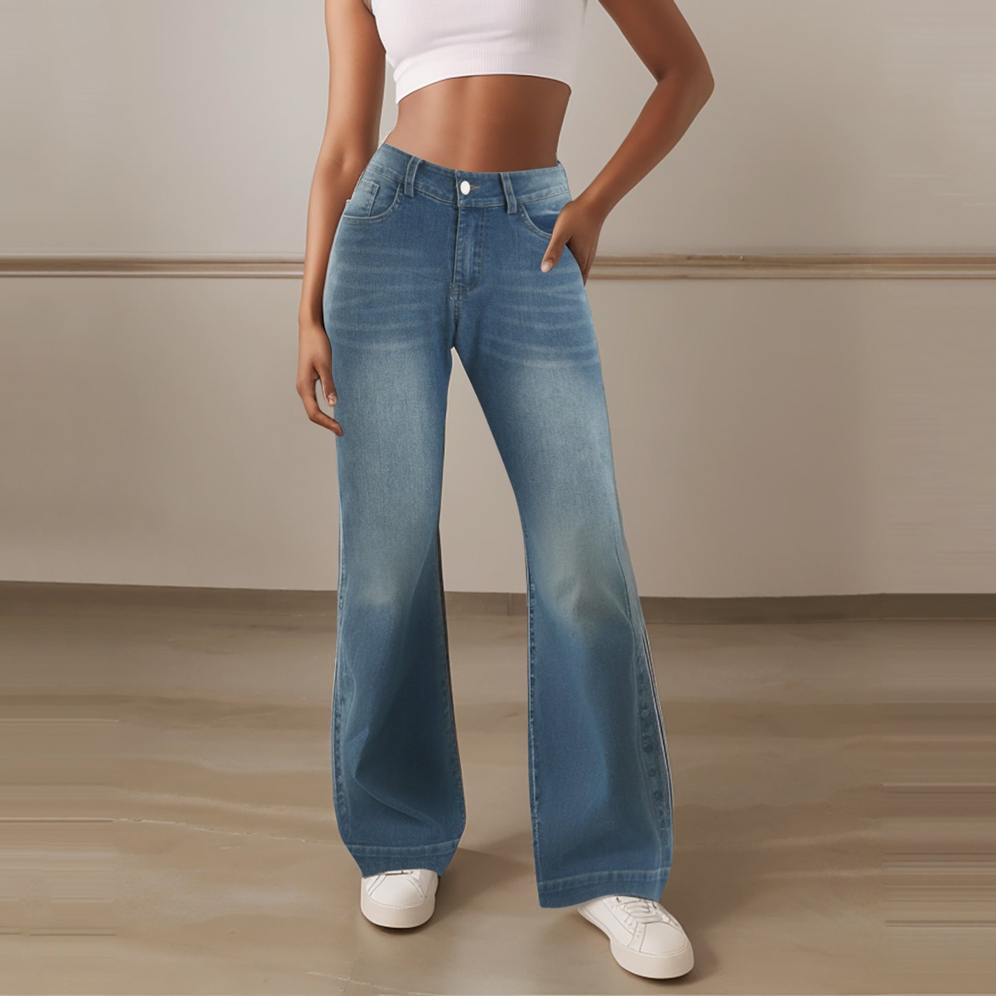 Pomladna modna posodobitev?Hlače s širokimi hlačnicami Tummy Control Sailor