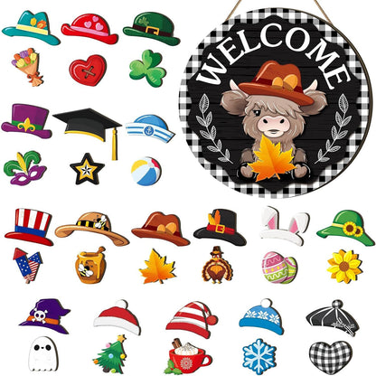 【🎄 Magnetna zasnova, enostavna namestitev, ustreza različnim potrebam po dekoraciji!】Lesena dekoracija za božično-nočne praznike