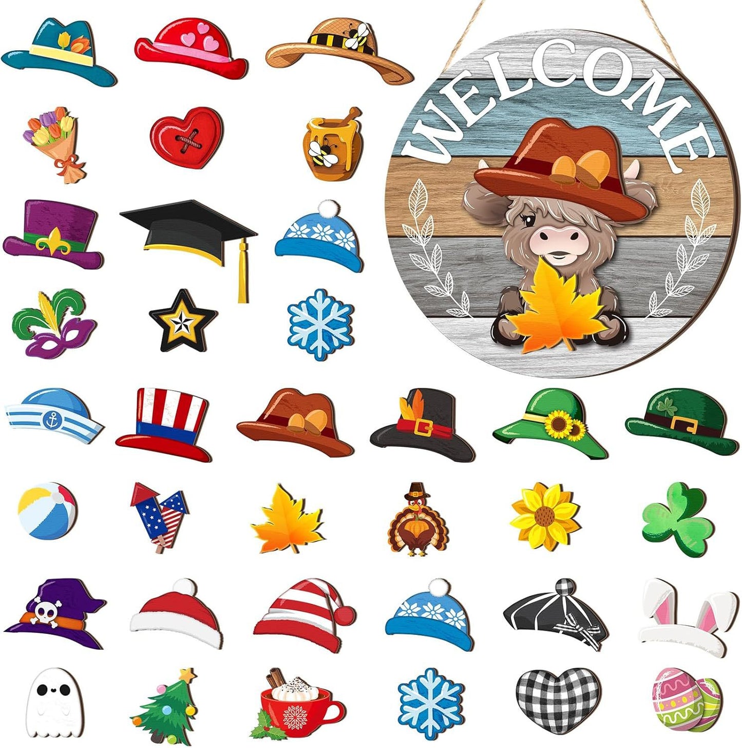 【🎄 Magnetna zasnova, enostavna namestitev, ustreza različnim potrebam po dekoraciji!】Lesena dekoracija za božično-nočne praznike