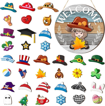 【🎄 Magnetna zasnova, enostavna namestitev, ustreza različnim potrebam po dekoraciji!】Lesena dekoracija za božično-nočne praznike