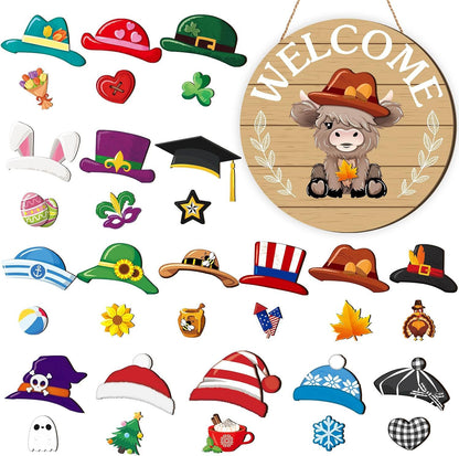 【🎄 Magnetna zasnova, enostavna namestitev, ustreza različnim potrebam po dekoraciji!】Lesena dekoracija za božično-nočne praznike