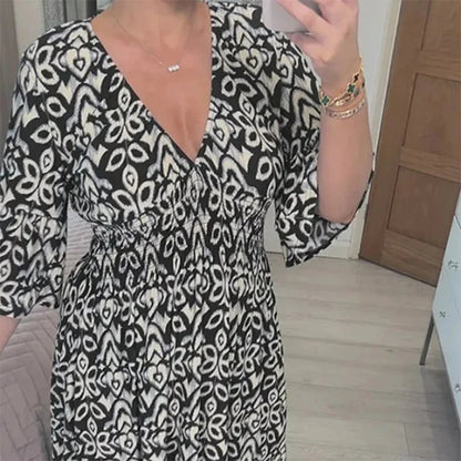 ✨Nova cvetlična obleka z V-izrezom za prosti čas