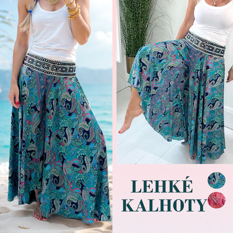 👖 Hlače z Etničnim Potiskom – Elastični Pas + Dychavi Material! ✨