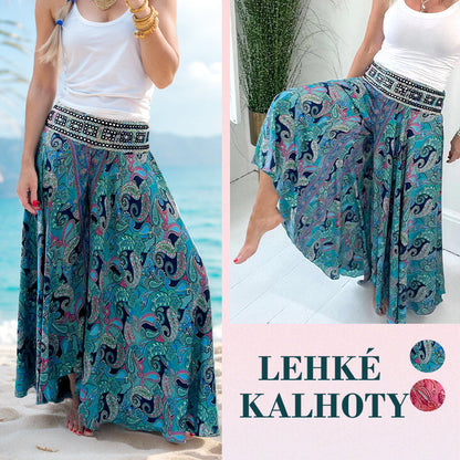 👖 Hlače z Etničnim Potiskom – Elastični Pas + Dychavi Material! ✨