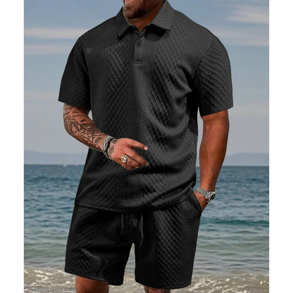 👕 Dvodelni moški komplet rombasta struktura – Hlad & stil brez mečkanja! ✨