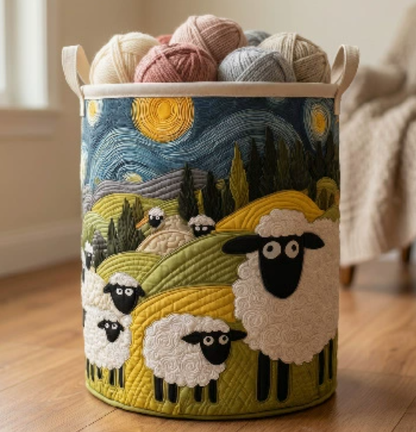 🐑 Kézzel varrt „Bárányparadicsom” mosókosár – extra nagy, összehajtható és dekoratív! 🧺