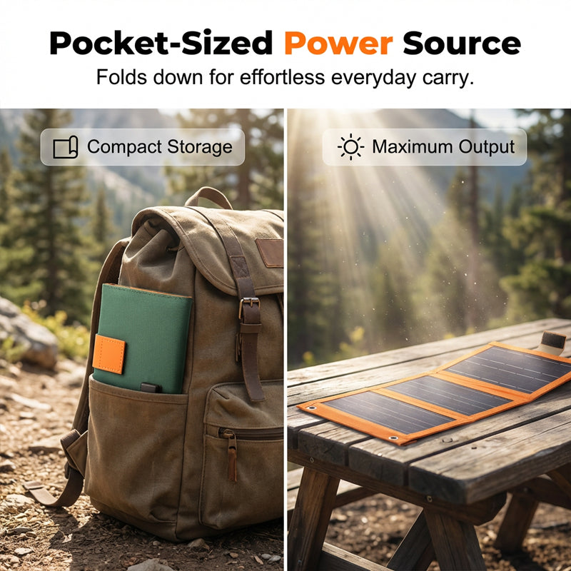 ☀️🧳 Összecsukható hordozható napelem USB-töltéssel – Túra és kemping kellék! ✨