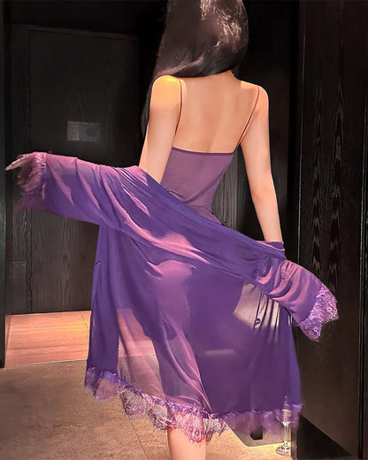 🌸 Ženski komplet pižame – Seksi slog + Mehka čipka + Vsesestavljen! ✨