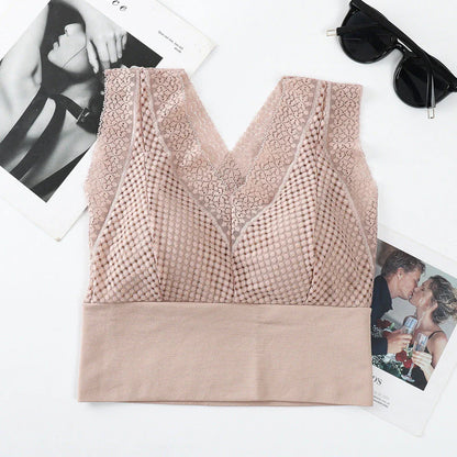 【1+1 brezplačno】Čipkasta brezšivna zračna majica z V-izrezom