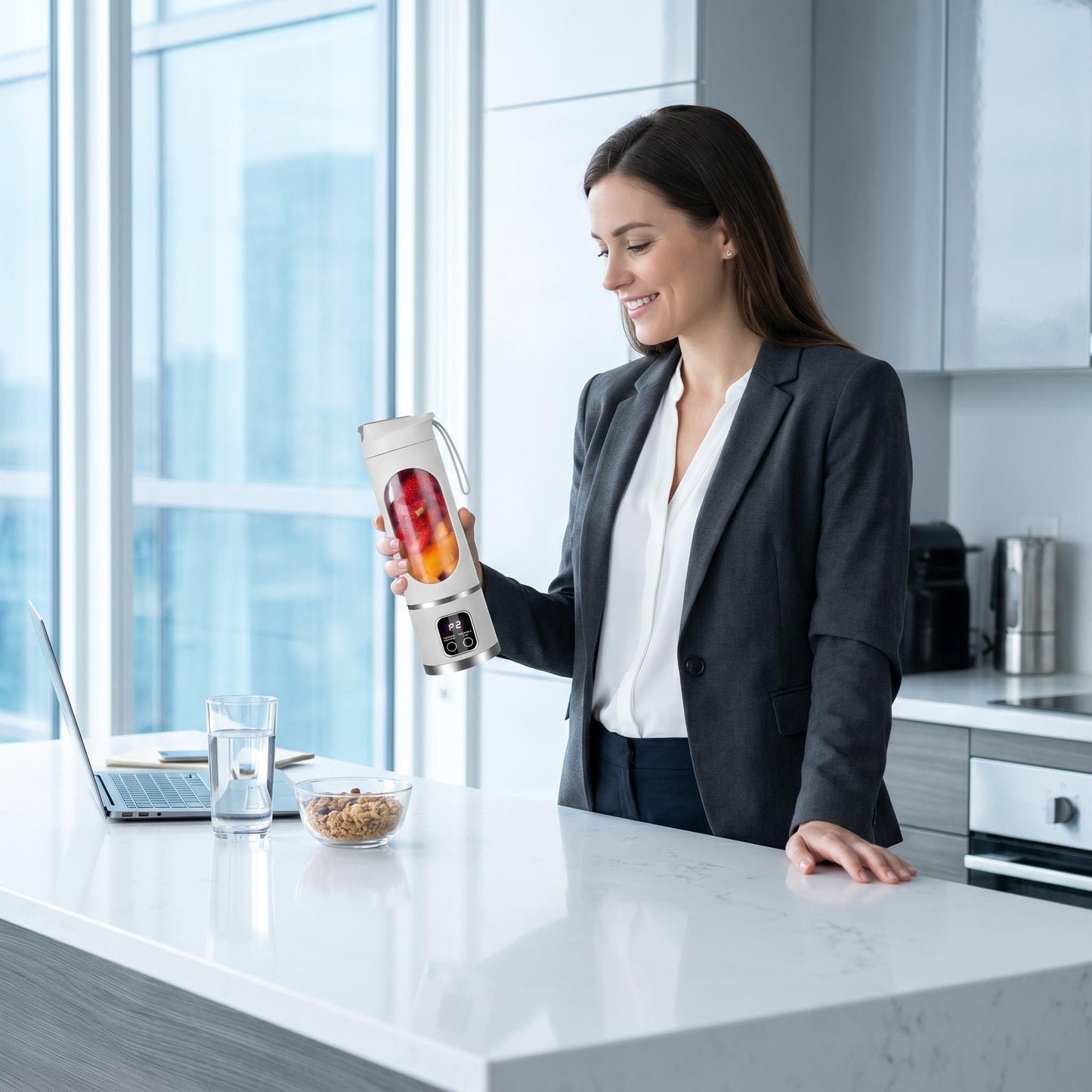 450 ml-es digitális, hordozható, vezeték nélküli gyümölcscentrifuga-pohár