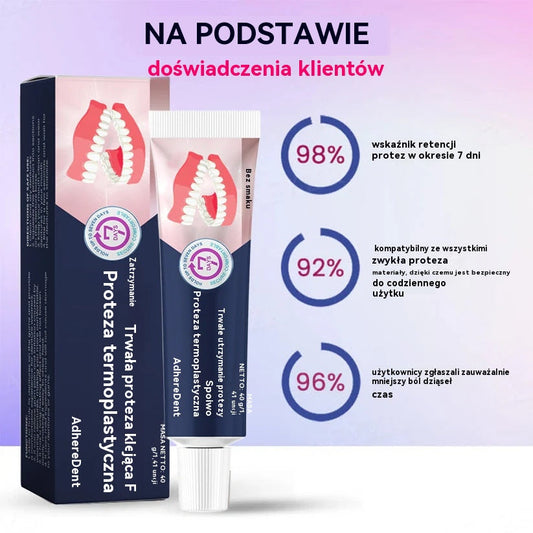 【🎁Več ko kupite, več popustov dobite】Lepilo za proteze AdhereDent® – stabilnost in naravno udobje nošenja