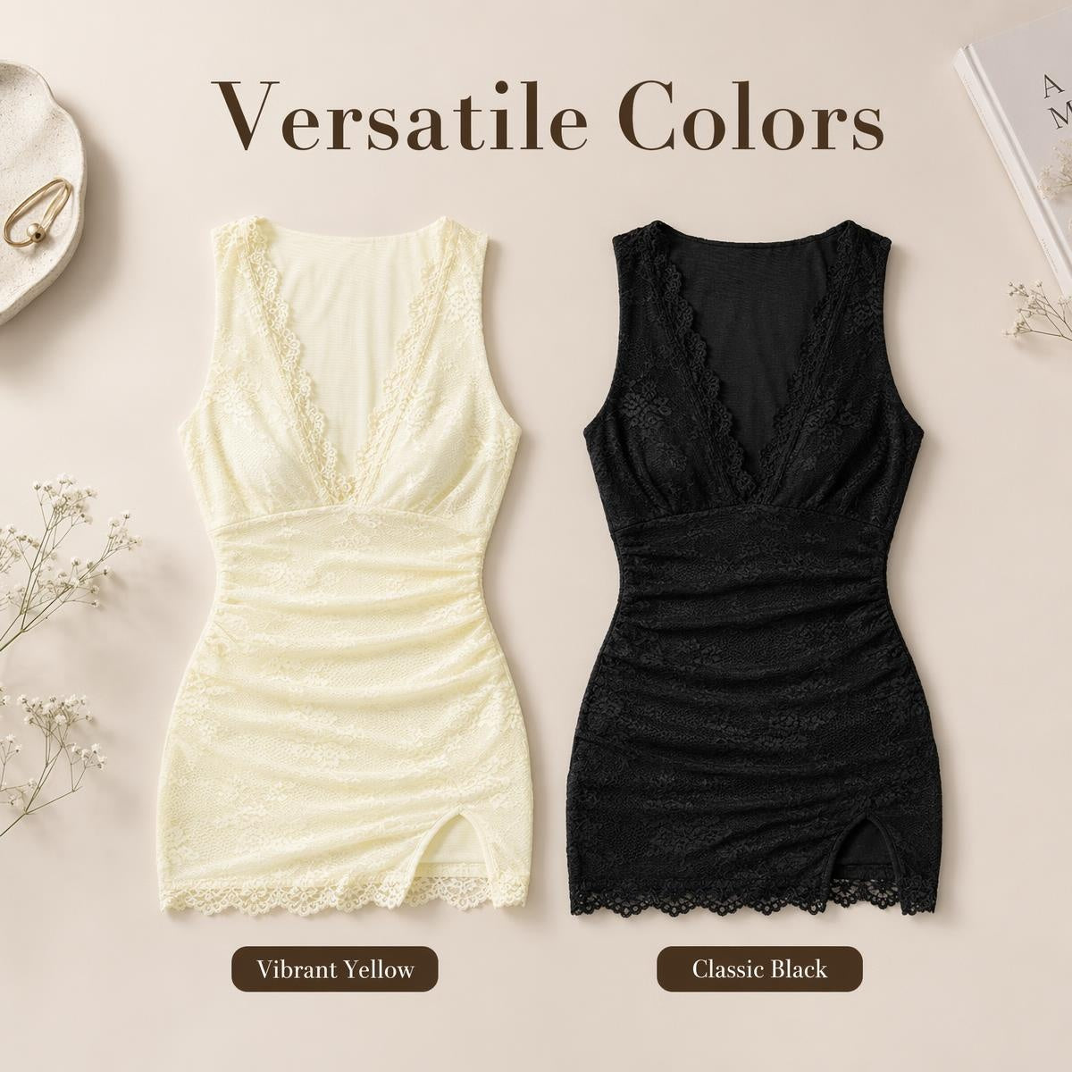 👗 Oprijeta mini obleka z čipko – ženstven in eleganten stil! ✨