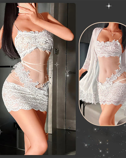 🌸 Ženski komplet pižame – Seksi slog + Mehka čipka + Vsesestavljen! ✨