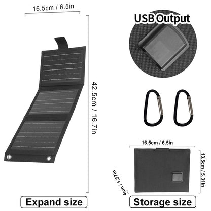 ☀️🧳 Összecsukható hordozható napelem USB-töltéssel – Túra és kemping kellék! ✨