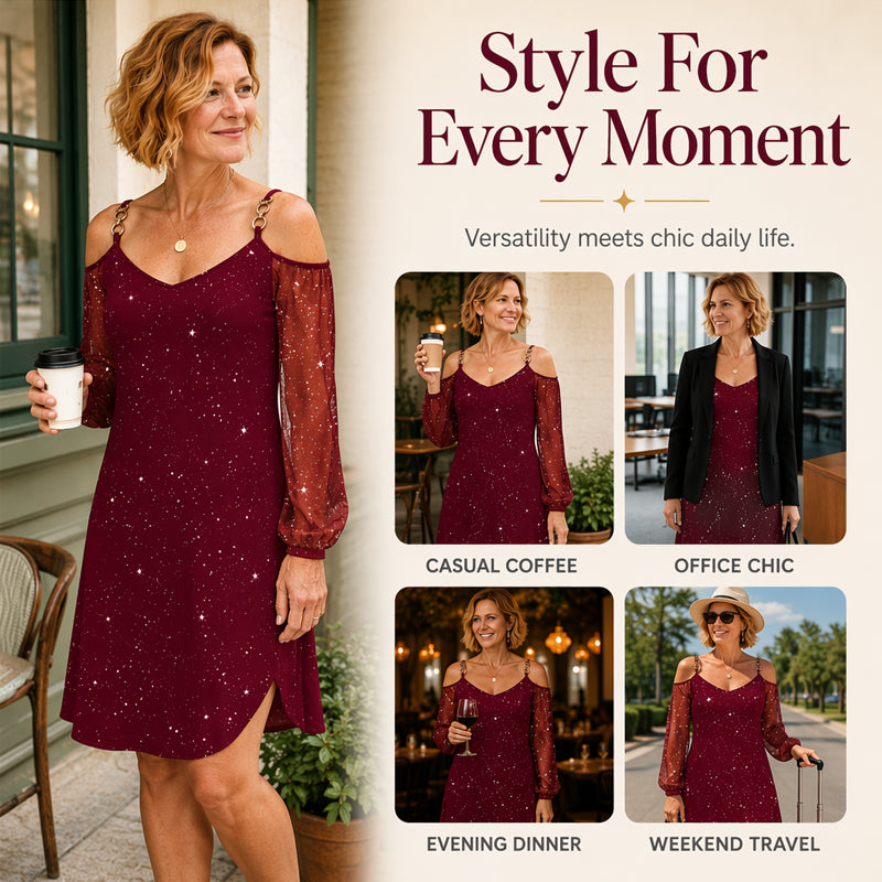 👗 Elegantna obleka z odkritimi rameni – ženstven stil! ✨