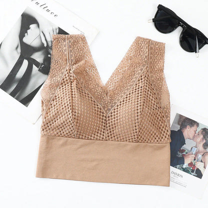 【1+1 brezplačno】Čipkasta brezšivna zračna majica z V-izrezom