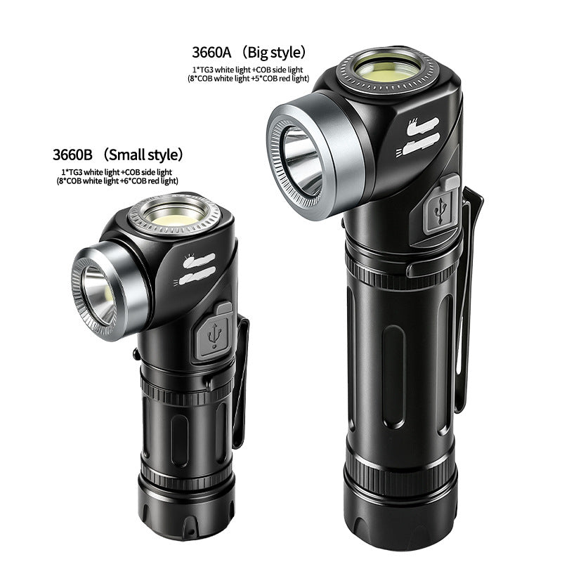 💡🔄 90° forgatható LED fejlámpa és zseblámpa – Mágneses, újratölthető, kézmentes! ✨