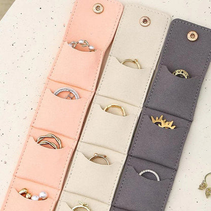 💎Zložljiv žametni organizator za nakit – kompakten, eleganten in potovalno prijazen dizajn z varnim zapiranjem na pritisk