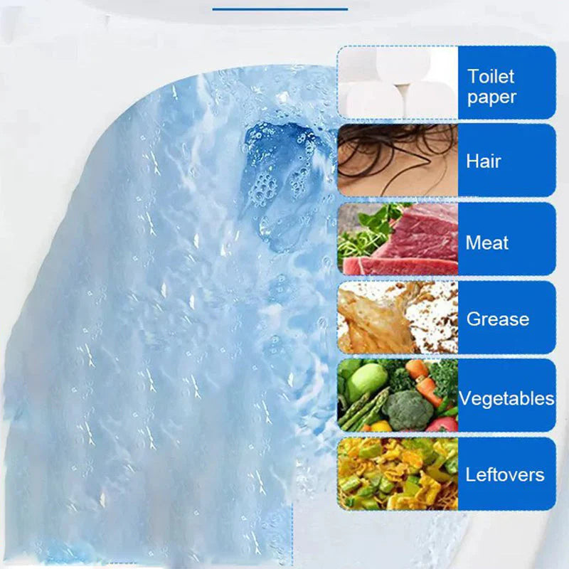 Večnamenski, učinkovit prašek za čiščenje odtokov proti zamašitvi