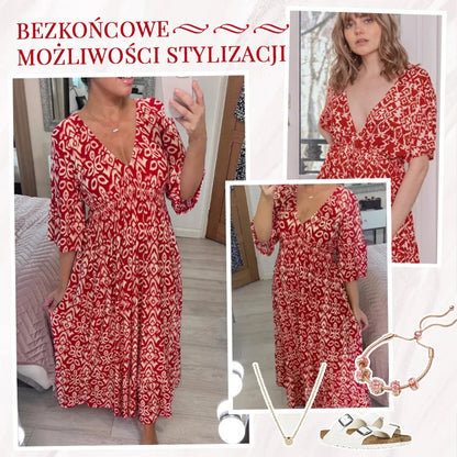 ✨Nova cvetlična obleka z V-izrezom za prosti čas