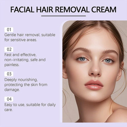 Nežna in neboleča krema za odstranjevanje dlak na obrazu