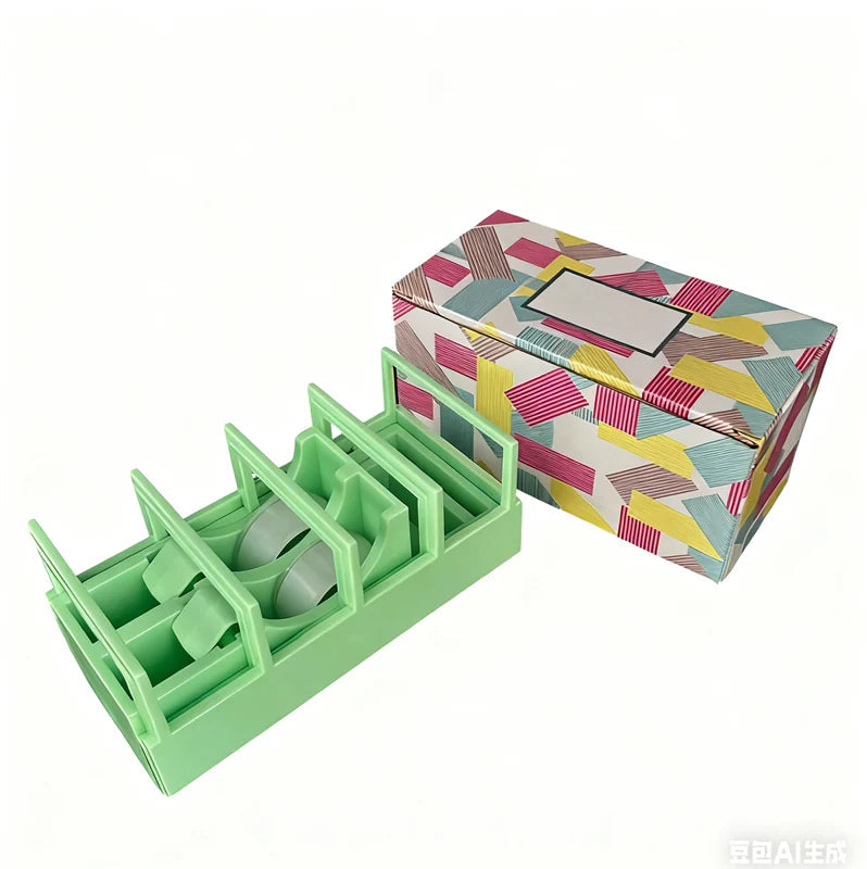 🔥Večfunkcijski podajalnik lepilnega traku - 18-segmentni sistem za hitro rezanje in organizator, ki prihrani prostor