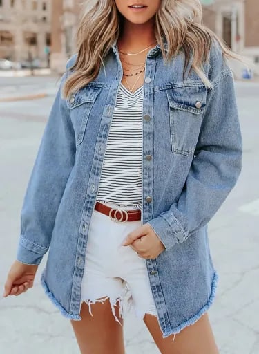 Ženska casual jeans jakna z gumbi