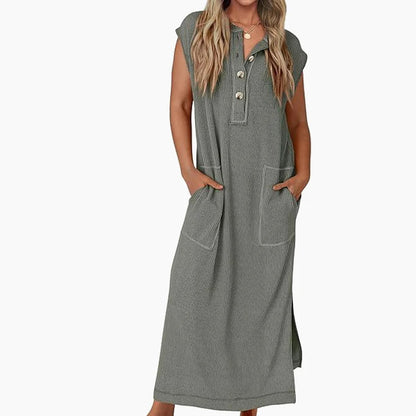 【X-2XL】Damska sukienka maxi z prążkowanej dzianiny