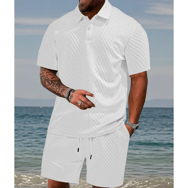 👕 Dvodelni moški komplet rombasta struktura – Hlad & stil brez mečkanja! ✨