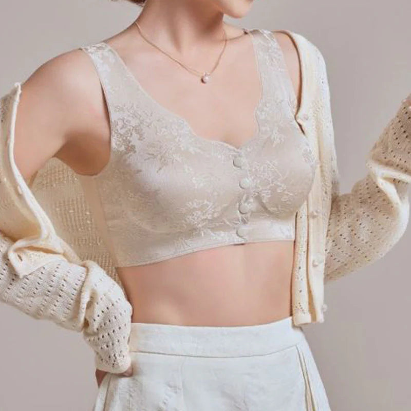 Udoben, brezšiven, spredaj zapirajoč se modrček brez žice