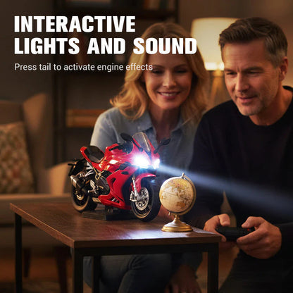 🌟 Model motornega kolesa 1:12 – Interaktivne luči + zvoki! 🏍️