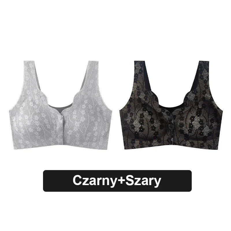 【🔥Kupite 1 dobite 1 gratis🔥】Udoben modrček z gumbi za večje velikosti s čipko